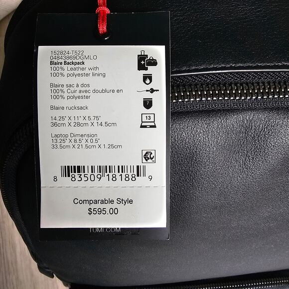 TUMI Blaire Leather laptop Backpack New Black Gunmetal - Picture 8 of 11